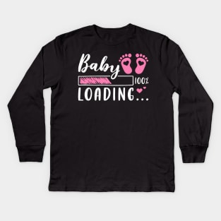 Baby Loading Pregnancy Reveal Expecting Mom Mother To Be Kids Long Sleeve T-Shirt